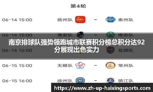 南京排球队强势领跑城市联赛积分榜总积分达92分展现出色实力